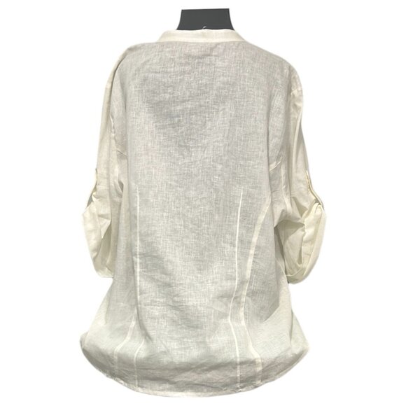 Lane Bryant Ivory Linen Blend Tunic Blouse – 2X – Oversized Button-Down Shirt - Picture 9 of 14